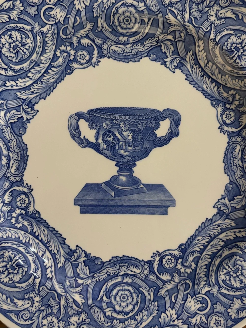 Spode Blue Room Warwick Vase Transferware Dinner Plate England 10.5”